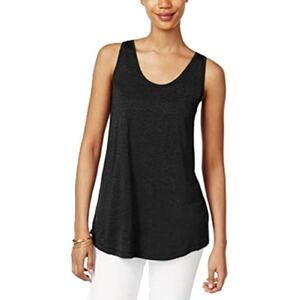 Style & Co Women's Sleeveless Scoop Neck Cotton Tank Top in Black Small $20